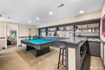 & an impressive full wet bar, ideal for hosting or multigenerational living.