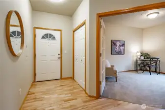 Inviting entry and office/den with French doors