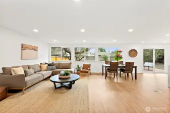 Spacious living area with room for dining