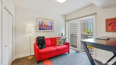 Second bedroom with Juliet balcony and south facing city views.