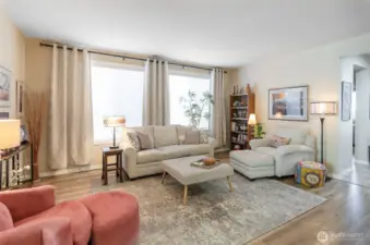 This open living room offers lots of furniture layout options.