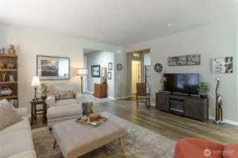 Taken from the living room, this shows the entry and open den.