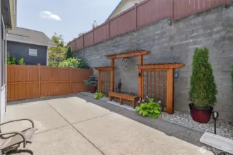 Expand paved patio makes this an easy care back yard.  Plenty of room for patio furniture.