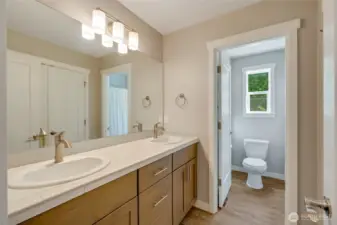 Upstairs bathroom with large closet