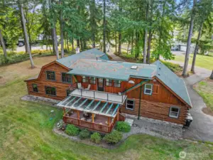 Aerial view of rear of home