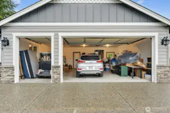This garage is designed to accommodate two standard automobiles, and in addition to that, it also provides dedicated space for storing your golf cart.