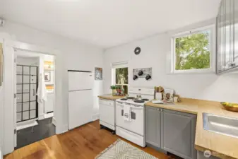 To the left is the updated 3/4 bath