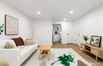 View to kitchen from living area