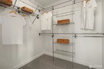 Large Primary suite walk in closet.