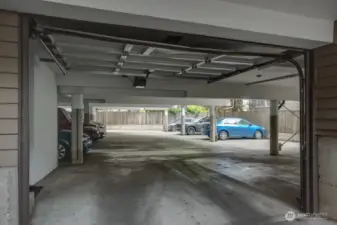 Secured parking lot.