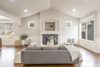 Great room with vaulted ceilings