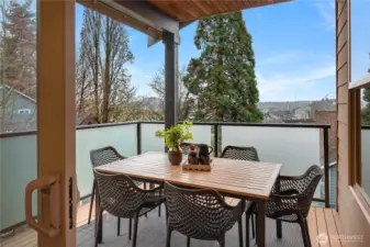 One of 3 exterior decks with views of the Cascade mountains.