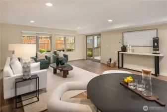 Just off the rec room to the right is a covered deck and access to the backyard.