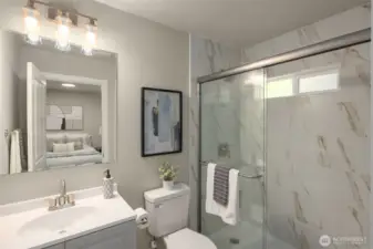 3/4 bathroom primary suite.