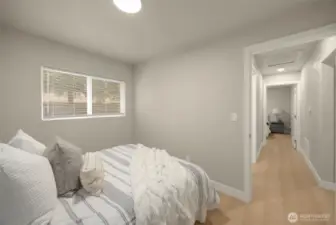 Bedroom #2 with hallway view.