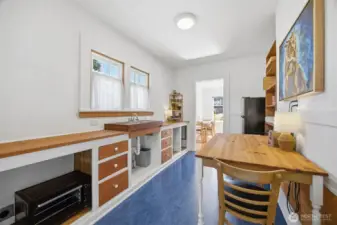 The kitchen also has plenty of room for a smaller dining table and chairs.