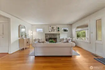 View of the living room, from the dining room