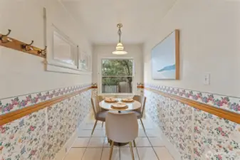 Eat-in area of the kitchen has a beautiful view of back yard