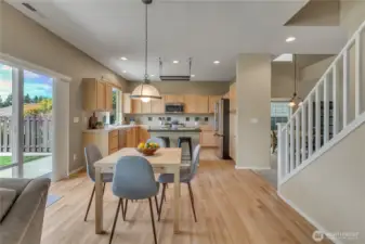 Bright and open kitchen and dining space.