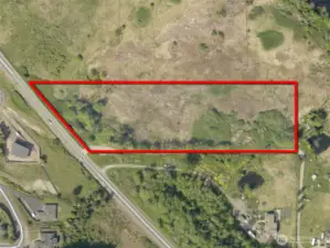 Overhead view with approximate boundaries in red.