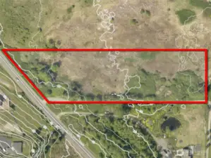 Overhead view with approximate boundaries in red.