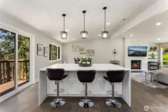 Waterfall Island with a opening to the deck for those amazing sunset views!