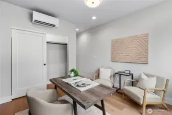 This flexible space works beautifully as a den or an exercise room, offering a calm, uncluttered environment that adapts to your lifestyle. With soft lighting, clean lines, and ample floor space, it’s ideal for focused workouts, quiet reading, or productive work sessions. The neutral palette and thoughtful layout make it easy to personalize for movement or relaxation.