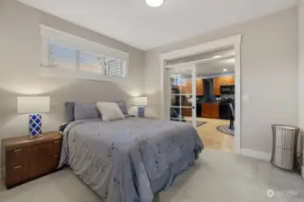 ADU bedroom & french doors to living quarters