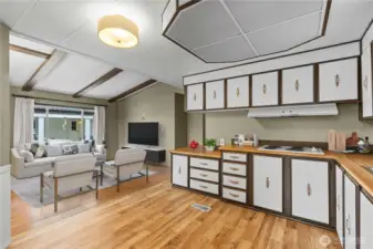 This photo is virtually staged.  You can see how you could arrange seating and the tv.