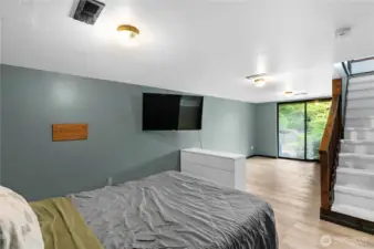 Lower level is currently being used as primary bedroom.