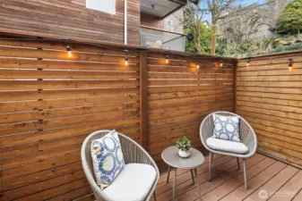 Private deck space perfect for an outdoor dinner in the summer or morning coffee.