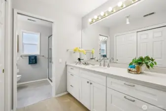 updated cabinets, counters, sink and faucet