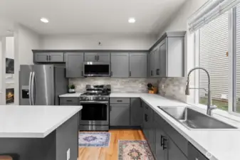 Completely remodeled kitchen.