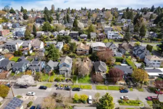 View of property and surrounding neighborhood looking east.