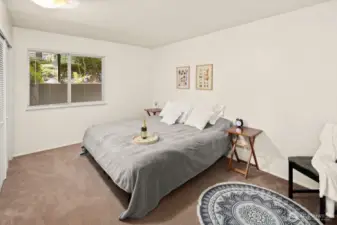 The bedroom is large and quiet.  Radiant heat in the ceiling.