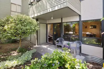 Mature landscaping offers beauty and interest year round.