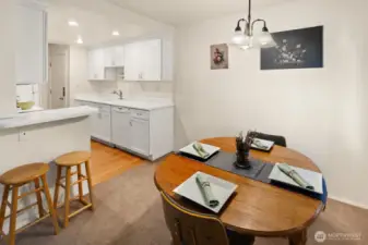 Convenient kitchen and dining room layout.
