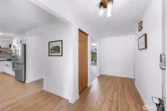 Large open entry with two closets