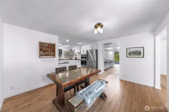 Great dining room just off of the kitchen with entry into the living room