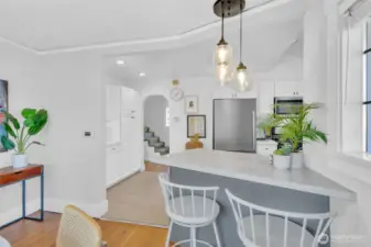 Barstools keep your guests engaged while you put the finishing touches on dinner.