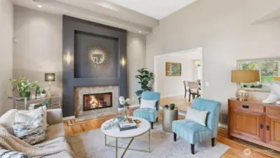 Living room is formal, yet cozy and inviting.