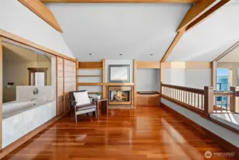 Master bedroom w/ gas fireplace