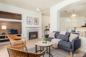 Enjoy the cozy gas fireplace.
