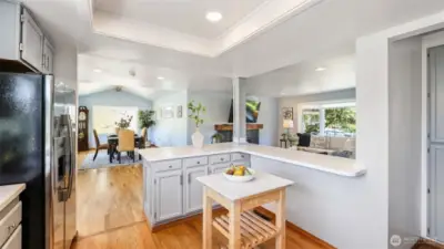 The generous cabinet space keeps everything neatly organized and within reach!