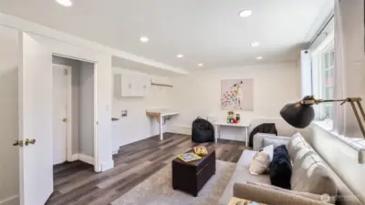 The lower level is a fully finished basement with newer LVP flooring and offers a great flex space for bonus room, media space, guest suite, or whatever your lifestyle demands.