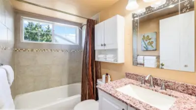 Full guest bathroom upstairs.