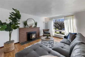 Period brick fireplace.