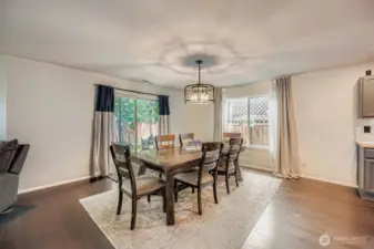 Dining area with slider access to patio and back yard.