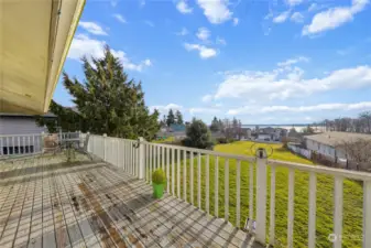 Deck off of main floor overlooking out to the Straight Juan de Fuca