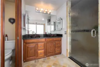 Primary Bath wtih oversized walk-in tiled shower